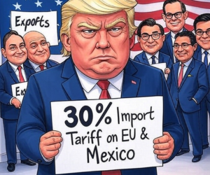 El 12 de julio de 2025, el presidente Donald Trump anunció aranceles del 30% a todas las importaciones provenientes de la Unión Europea (UE) y México, vigentes a partir del 1 de agosto. Esta política, bajo su doctrina de “aranceles recíprocos”, busca corregir supuestos desequilibrios comerciales. 